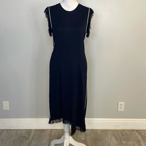 [GABBY ISABELLA] Navy Knit Fringe Dress - Size Small